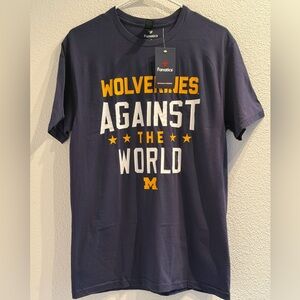 NWT Michigan Wolverine's Against‎ the World Fanatics T-Shirt Mens M Navy Blue